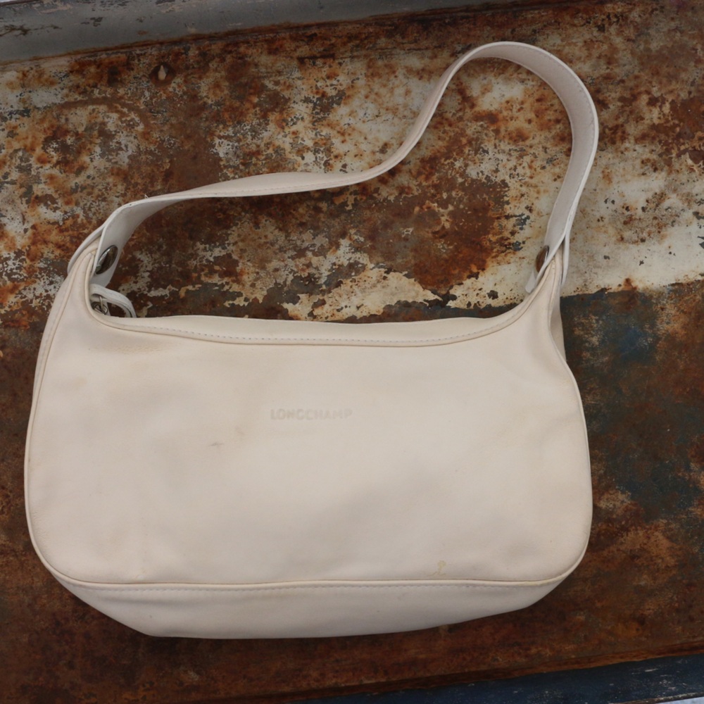 Longchamp Cream White Shoulder baguette Bag